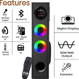 Qcluellu 392 =FG TOWER SPEAKER DJ Sound Stereo bass Built-in FM 80 W Bluetooth Tower Speaker-image-92