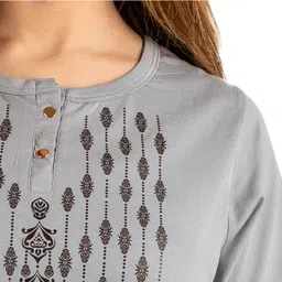 urbe-urban evolution Pack of 2 Women Printed Round Neck Cotton Blend Grey T-Shirt image 4