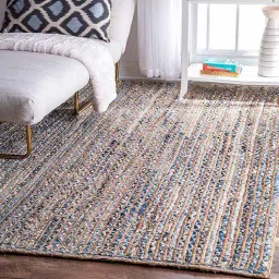 Multicolor Abstract Jute 5 ft x 7 ft Hand Woven Carpet by HabereIndia-picture-12