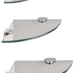 windowera Glass Corner Shelf Suitable For Bathroom, Kitchen, Living room,, Multi Usage Glass Wall Shelf image 2