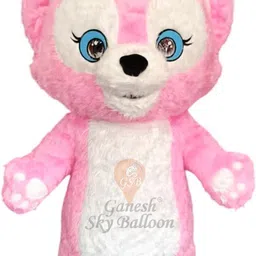 GANESH SKY BALLOON Fur Mascot Costume with Pink Fox With 6.5 Feet Size Elders Halloween Costume-picture-35