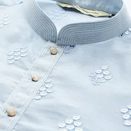 RAJUBHAI HARGOVINDAS Men Blue Mirror Work Kurta with Churidar image 2