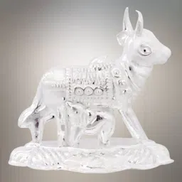 shreenath silver cow and calf idol for puja, kamdhenu cow for home and gifting purpose_I24 Decorative Showpiece - 4 cm-picture-28