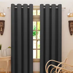 DREAM CARE Grey 2 Pieces Black Out Door Curtains-picture-3