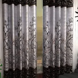 Panipat Textile Hub Brown & Beige 2 Pieces Long Door Curtains-image-39