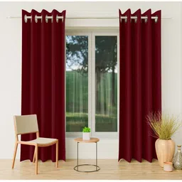 CURIOUS LIFESTYLE Maroon Set of 2 Room Darkening Door Curtain-picture-36