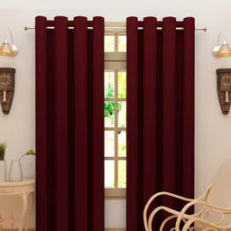DREAM CARE Maroon 2 Pieces Black Out Long Door Curtains-picture-36