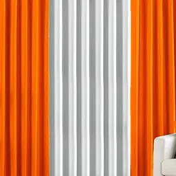 Panipat Textile Hub White & Orange 3 Pieces Window Curtain-image-97
