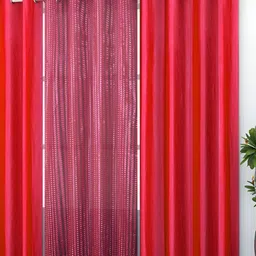 Panipat Textile Hub Pink & Red 3 Pieces Door Curtain-picture-41