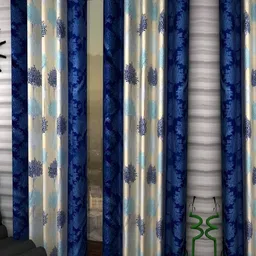 Panipat Textile Hub Blue & Cream 4 Pieces Long Door Curtains-picture-14