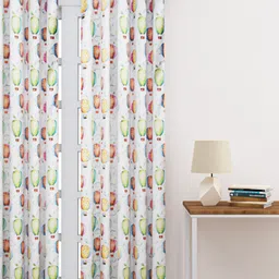 HAPPY HUES Off White & Orange Printed Door Curtain-image-32