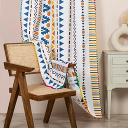 HOMEMONDE Blue & White Geometric Room Darkening Long Door Curtain-image-19