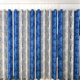 Panipat Textile Hub Blue & Brown 4 Pieces Long Door Curtains-picture-18
