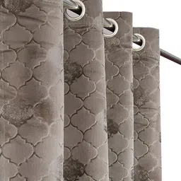 RIDHAAN Grey 2 Pcs Ethnic Motifs Room Darkening Window Curtains-image-9