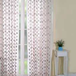 Soumya Magenta & White Geometric Sheer Long Door Curtain-picture-38