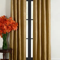 Deco Window Gold-Toned 2 Pieces Geometric Blackout Door Curtains-image-15