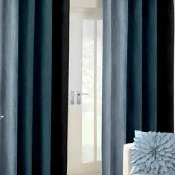 Panipat Textile Hub Black & Grey 2 Pieces Black Out Long Door Curtains-picture-26