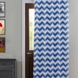 HOMEMONDE Blue & White Geometric Cotton Room Darkening Window Curtain-picture-21