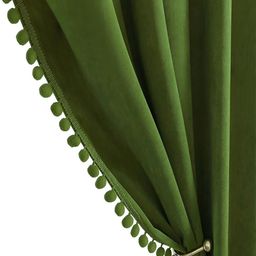 STITCHNEST Olive Green Velvet Black Out Window Curtain-picture-6