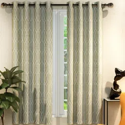 Athom Living Dream Collection Green & White 2 Pieces Abstract Window Curtains-image-53