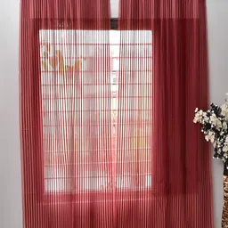 Panipat Textile Hub Maroon 2 Pieces Sheer Net Window Curtains-image-13
