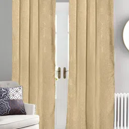 Saral Home Gold Toned 2 Pieces Geometric Printed Long Door Blackout Curtains-image-49