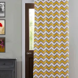 HOMEMONDE Yellow & White Geometric Cotton Room Darkening Long Door Curtain-picture-32