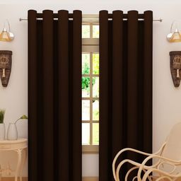 DREAM CARE Coffee Brown 2 Pieces Black Out Window Curtains-picture-6