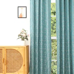 Ariana Blue & White Geometric Door Curtain-picture-41