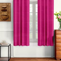 Cortina Pink Set of 2 Polka dots Embossed Plain Polyester Window Curtains-picture-30