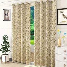 Fresh From Loom Green & Silver-Toned Set of 2 Room Darkening Door Curtain-picture-34