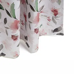 Encasa Homes White & Pink 2 Pieces Floral Room Darkening Window Curtains image 3