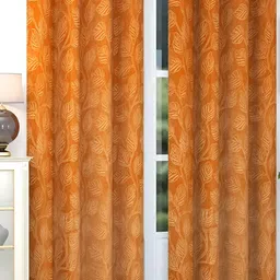 RIDHAAN Gold-Toned 2 Pieces Floral Room Darkening Velvet Window Curtain-picture-37