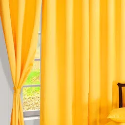 Panipat Textile Hub Yellow 3 Pcs Door Curtain image 4