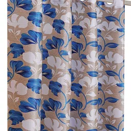 ROMEE Beige & Blue Set of 2 Floral Printed Long Door Curtain image 2
