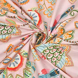 tundwal's Orange & Pink 2 Pieces Floral Room Darkening Window Curtain image 3