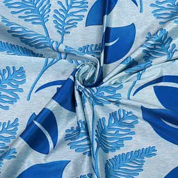 Cortina Blue & White Set of 2 Fancy Valance Floral Printed Long Door Curtains image 4