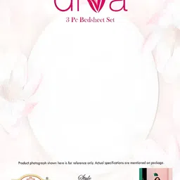 Signature Black & Beige Geometric 144 TC Queen Bedsheet with 2 Pillow Covers image 2