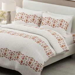 Boutique Living India Siesta White Printed 200 TC Cotton King Bedsheet Set 2.74m x 2.74m-picture-12