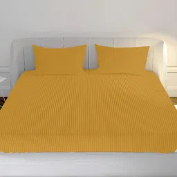 MAYFAIR HOMES LONDON Yellow Striped Cotton 210 TC Crib Bedsheet with 2 Pillow Covers-picture-21