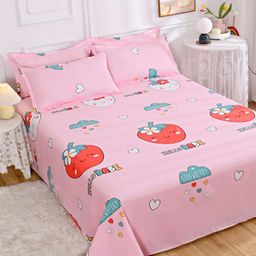 JC HOME Pink & Red Conversational 140 TC King Bedsheet With 2 Pillow Covers-picture-48