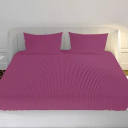 MAYFAIR HOMES LONDON Pink Striped Cotton 210 TC Crib Bedsheet with 2 Pillow Covers-picture-27