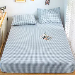 JC HOME Blue & White Printed 128 TC Queen Bedsheet with 2 Pillow Covers-picture-8
