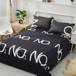 JC HOME Black & White Printed 130 TC Queen Bedsheet with 2 Pillow Covers-picture-5