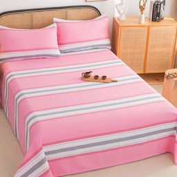 JC HOME Pink & White Striped 220 TC Pure Cotton King Bedsheet With 2 Pillow Covers-picture-43