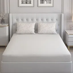 Monte Carlo Melissa Beige & Grey Pure Cotton 210 TC Queen Bedsheet with 2 Pillow Covers-image-40