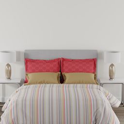 MYTRIDENT Home Essential Pink  Grey Striped 144 TC Cotton Queen Bedsheet  2 Pillow Covers-picture-3