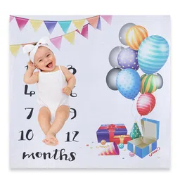 Babymoon Infants Milestone White & Blue Graphic 210 TC Cotton Flat Photography Bedsheet-picture-18