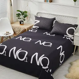 JC HOME Black & White Printed 130 TC King Bedsheet with 2 Pillow Covers-picture-9