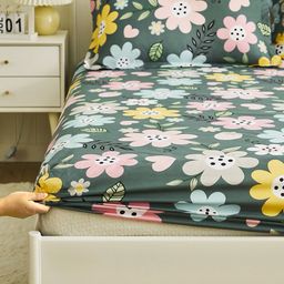 JC HOME Green & White Floral 120 TC Queen Bedsheet with 2 Pillow Covers-picture-25